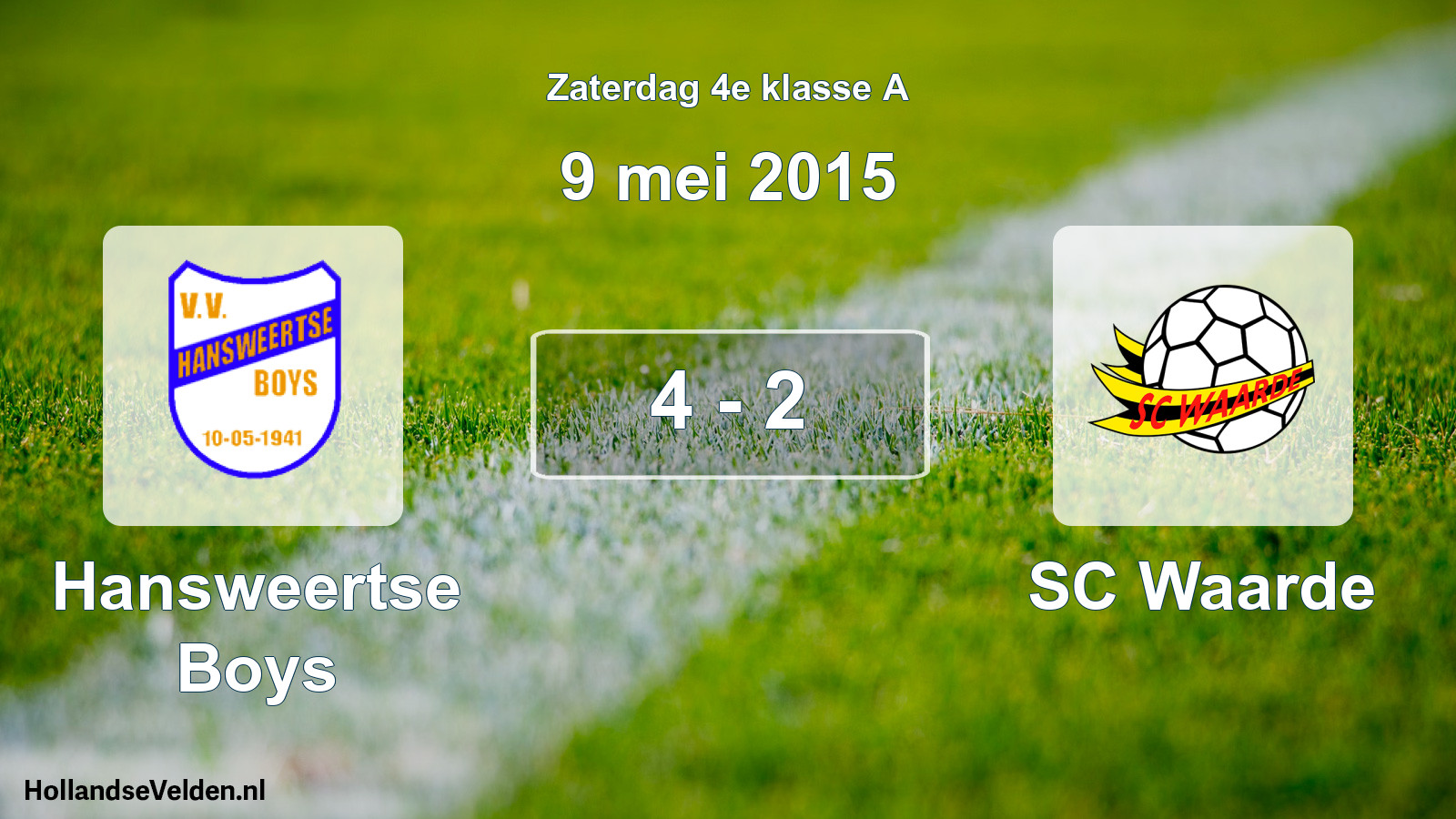 Total number of matches played: Hansweertse Boys - SC Waarde 4 - 2 (9 May 2015)