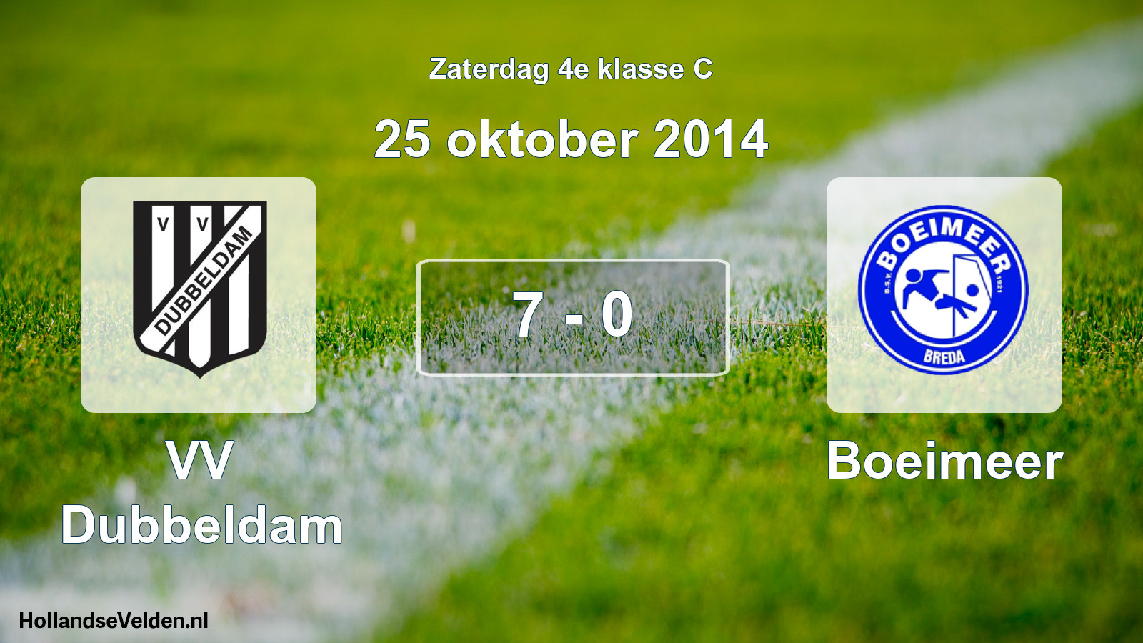 Total number of matches played: VV Dubbeldam - Boeimeer 7 - 0 (25 October 2014)