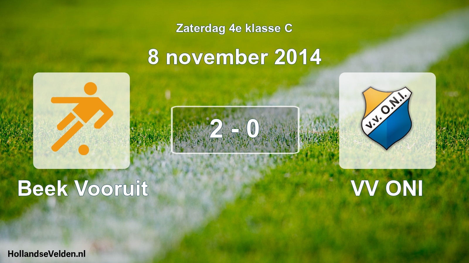 Total number of matches played: Beek Vooruit - VV ONI 2 - 0 (8 November 2014)