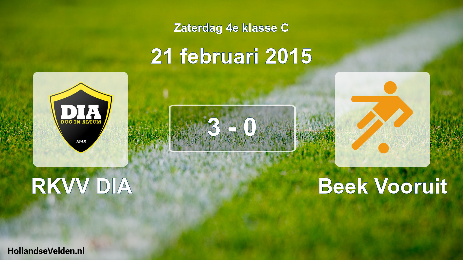 Total number of matches played: RKVV DIA - Beek Vooruit 3 - 0 (21 February 2015)