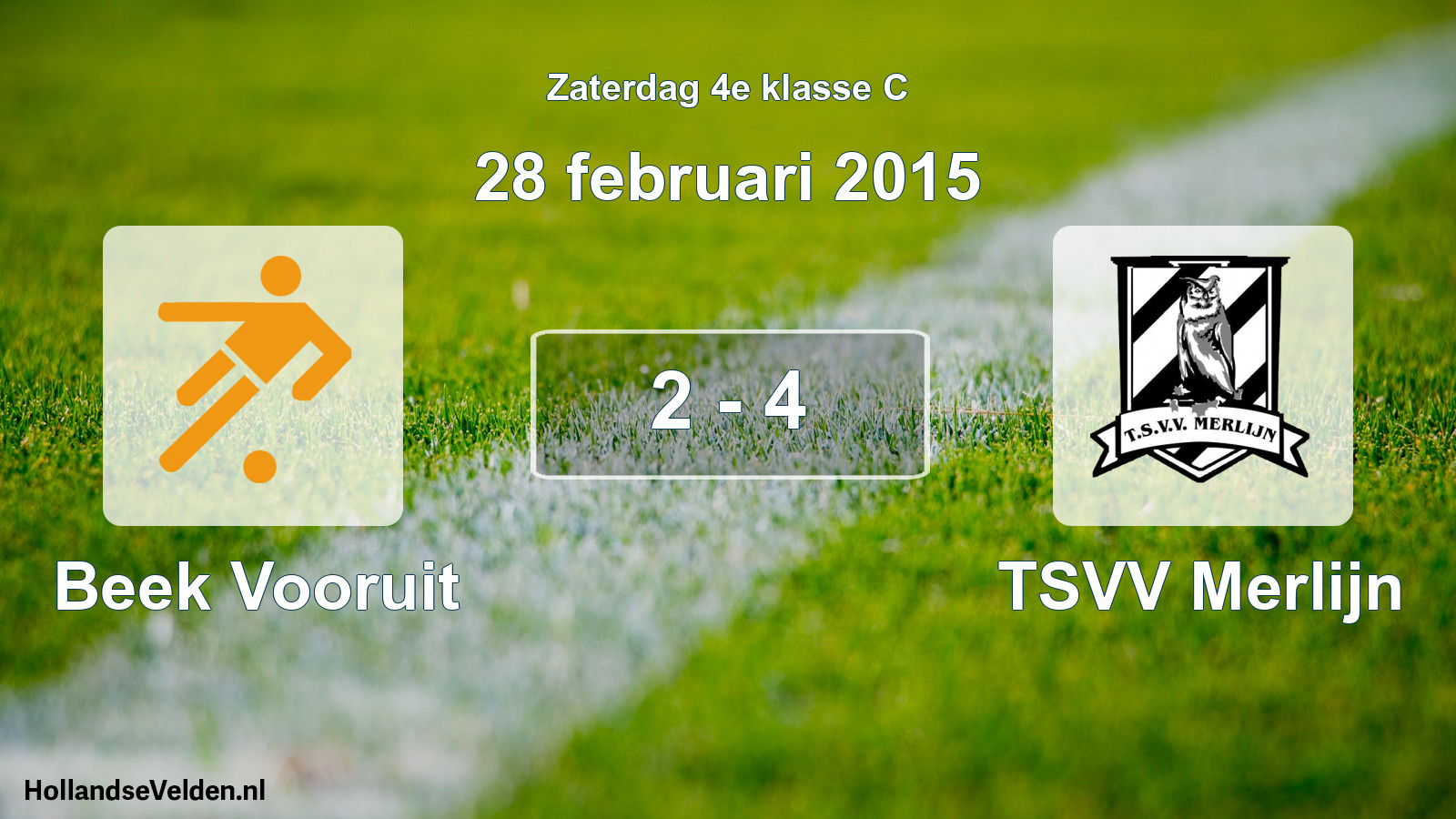Total number of matches played: Beek Vooruit - TSVV Merlijn 2 - 4 (28 February 2015)