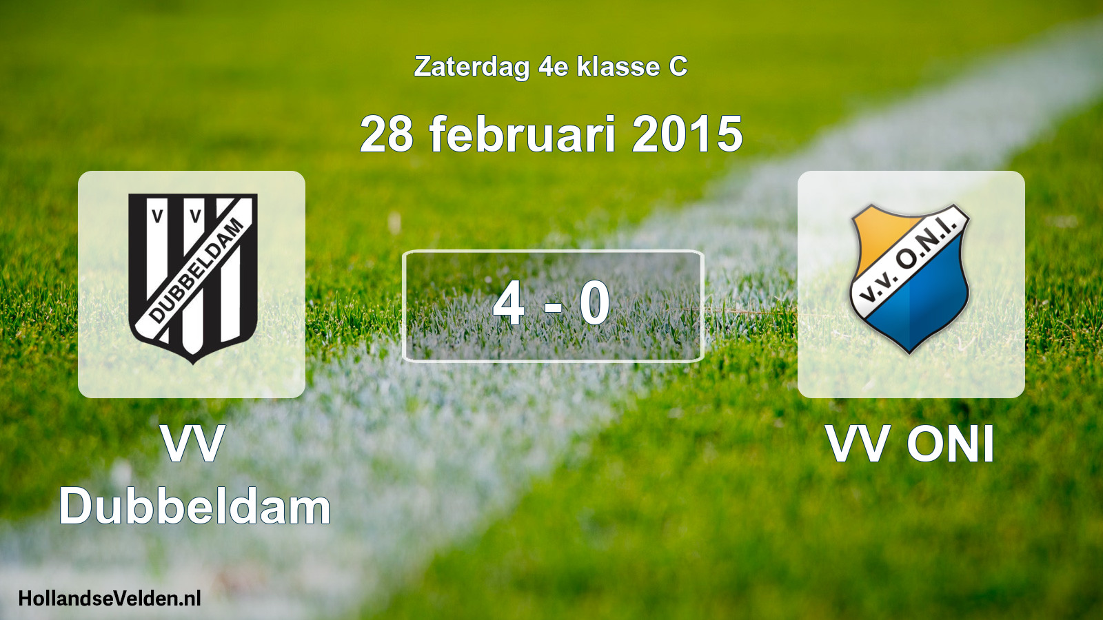 Total number of matches played: VV Dubbeldam - VV ONI 4 - 0 (28 February 2015)