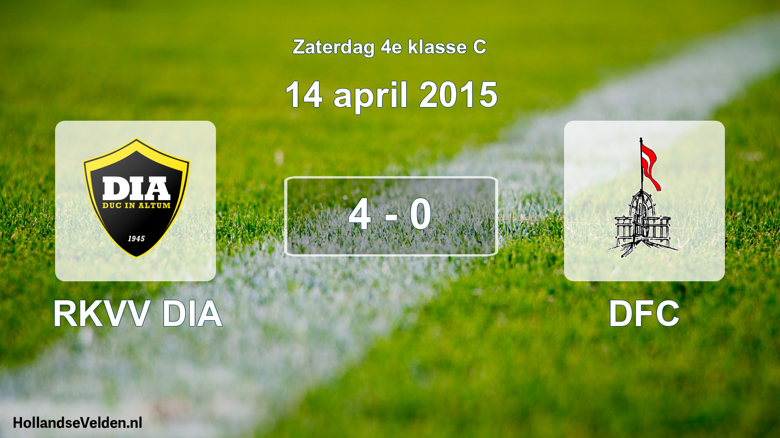 Total number of matches played: RKVV DIA - DFC 4 - 0 (14 April 2015)