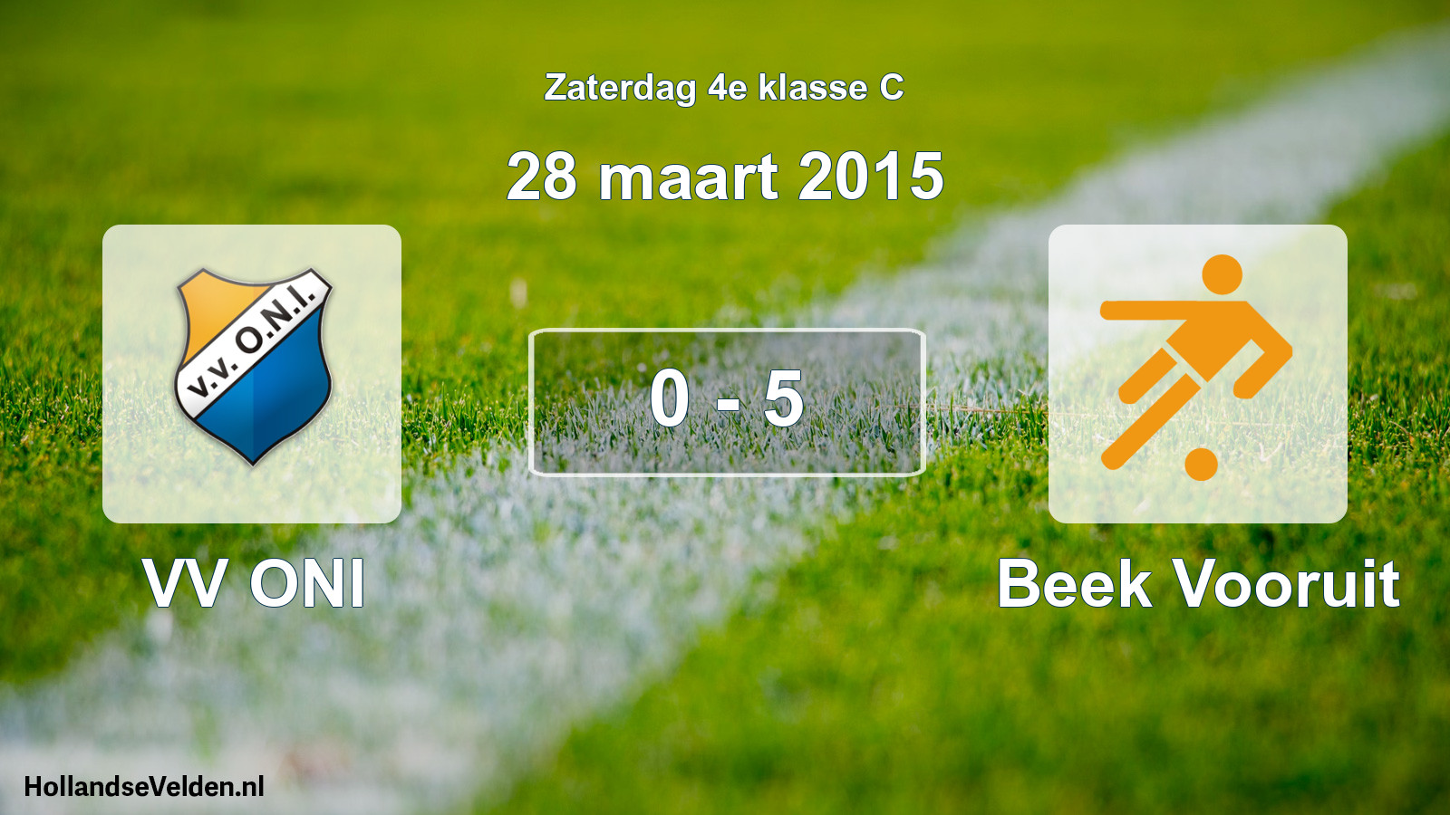 Total number of matches played: VV ONI - Beek Vooruit 0 - 5 (28 March 2015)