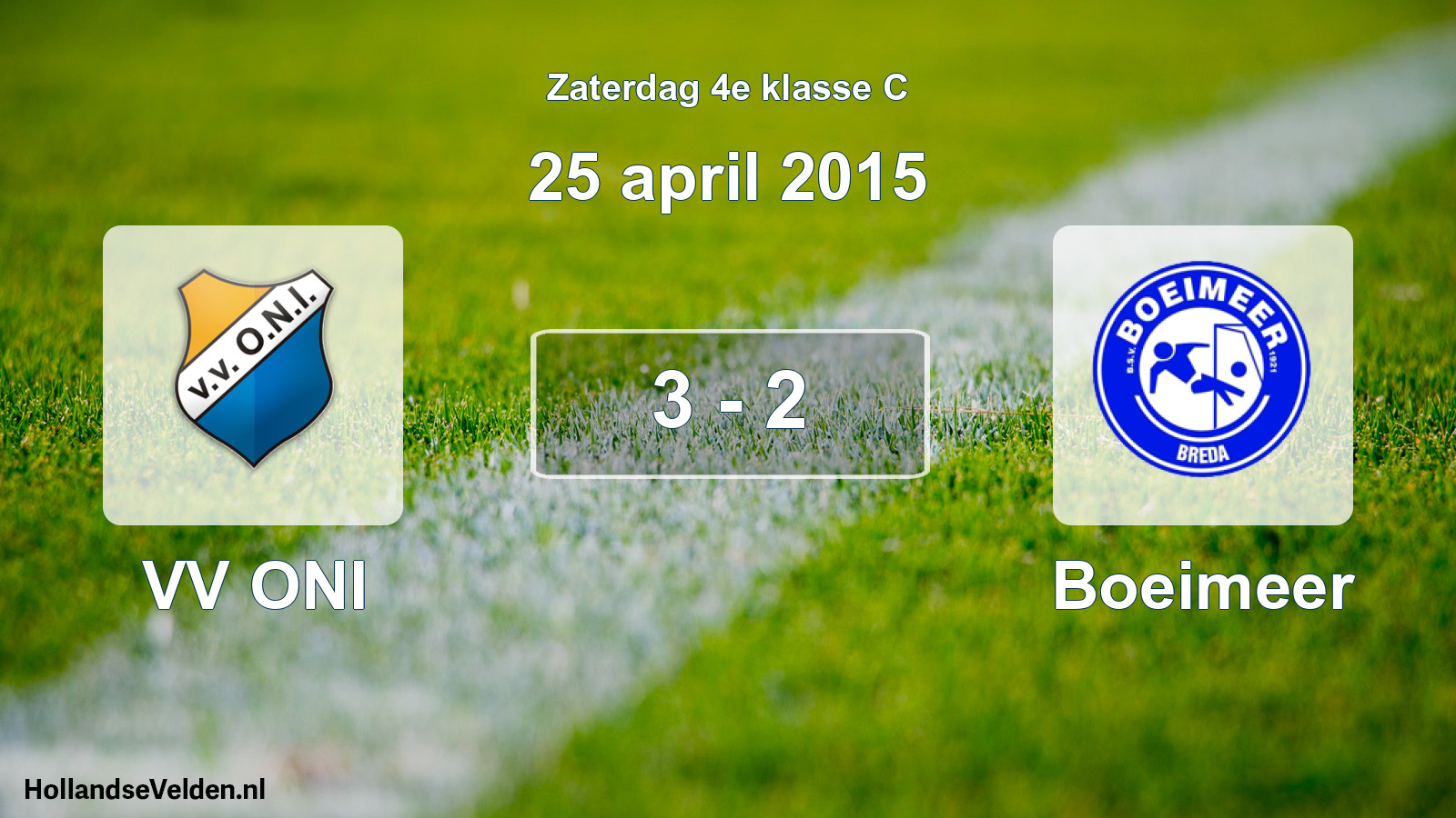 Total number of matches played: VV ONI - Boeimeer 3 - 2 (25 April 2015)