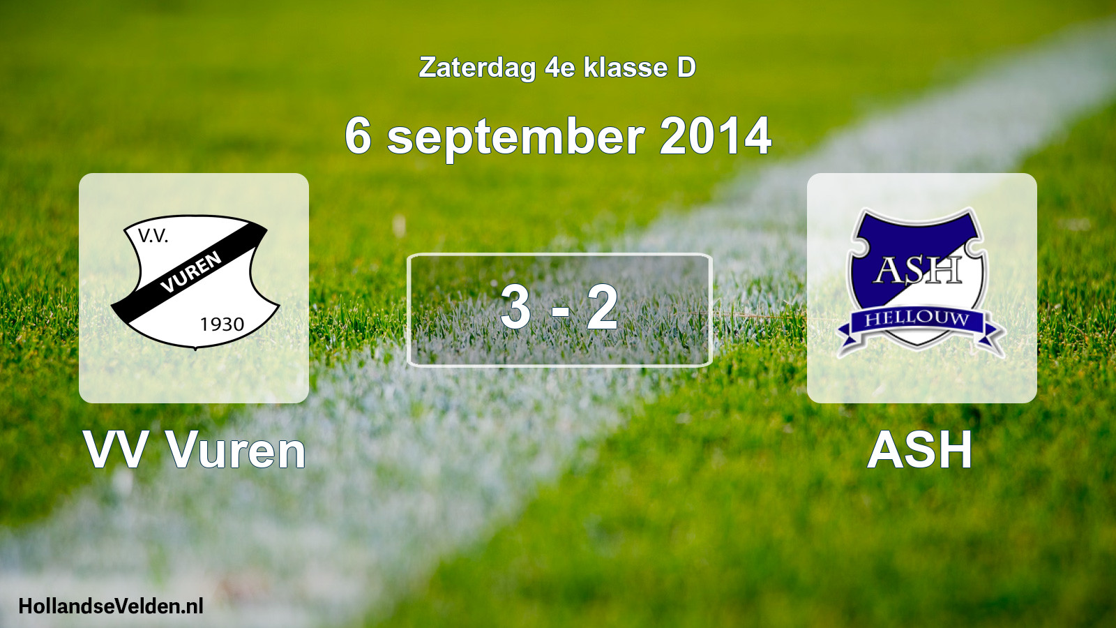 Total number of matches played: VV Vuren - ASH 3 - 2 (6 September 2014)