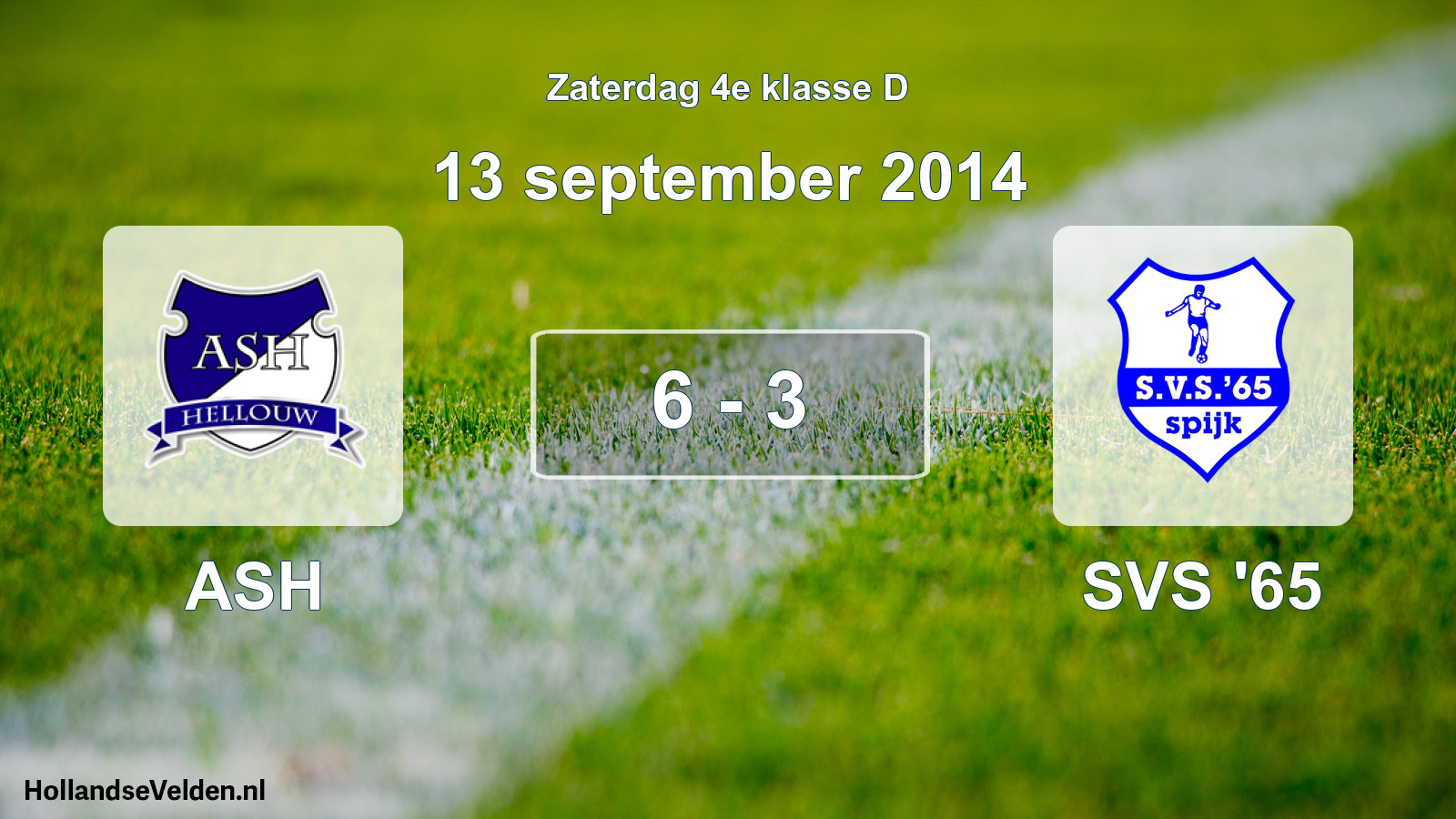 Total number of matches played: ASH - SVS '65 6 - 3 (13 September 2014)