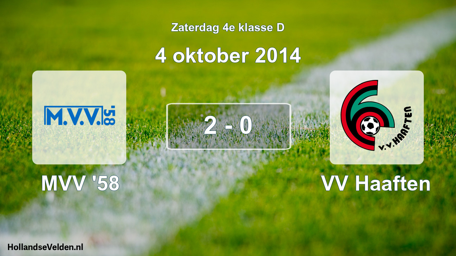 Total number of matches played: MVV '58 - VV Haaften 2 - 0 (4 October 2014)