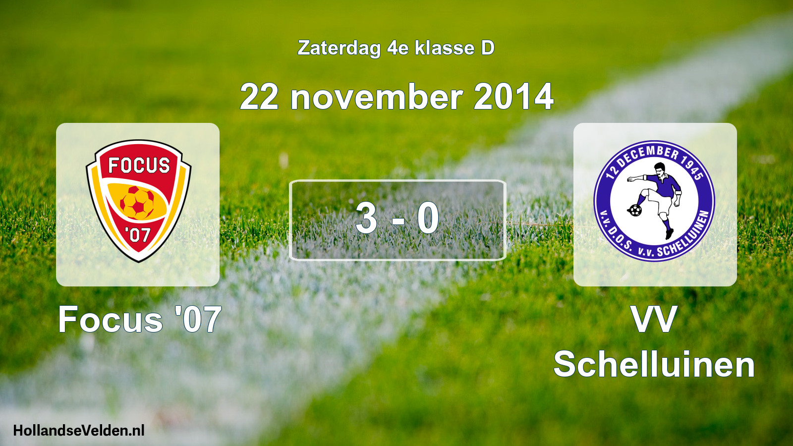 Total number of matches played: Focus '07 - VV Schelluinen 3 - 0 (22 November 2014)