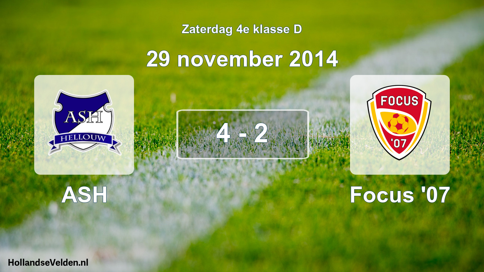 Total number of matches played: ASH - Focus '07 4 - 2 (29 November 2014)