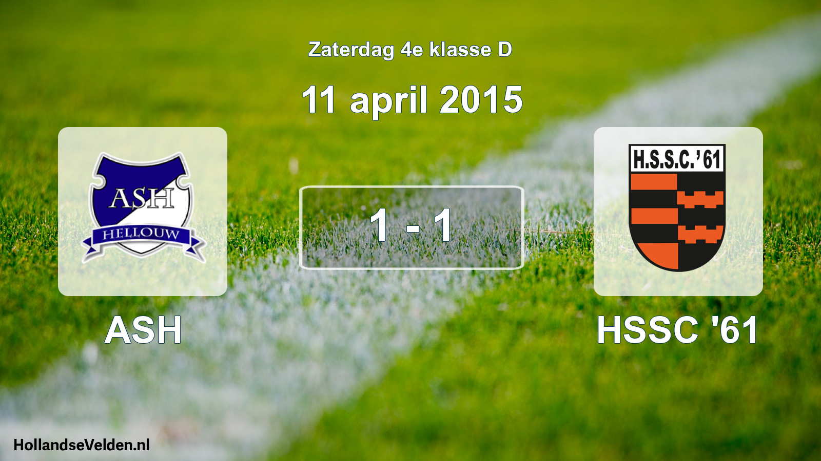 Total number of matches played: ASH - HSSC '61 1 - 1 (11 April 2015)
