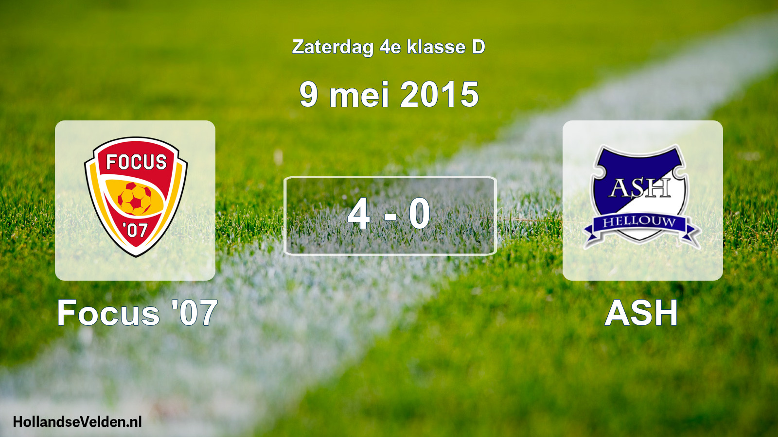 Total number of matches played: Focus '07 - ASH 4 - 0 (9 May 2015)