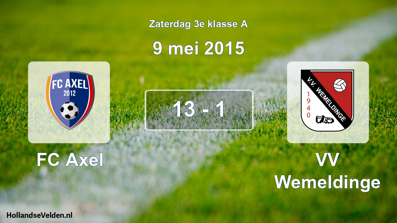 Total number of matches played: FC Axel - VV Wemeldinge 13 - 1 (9 May 2015)