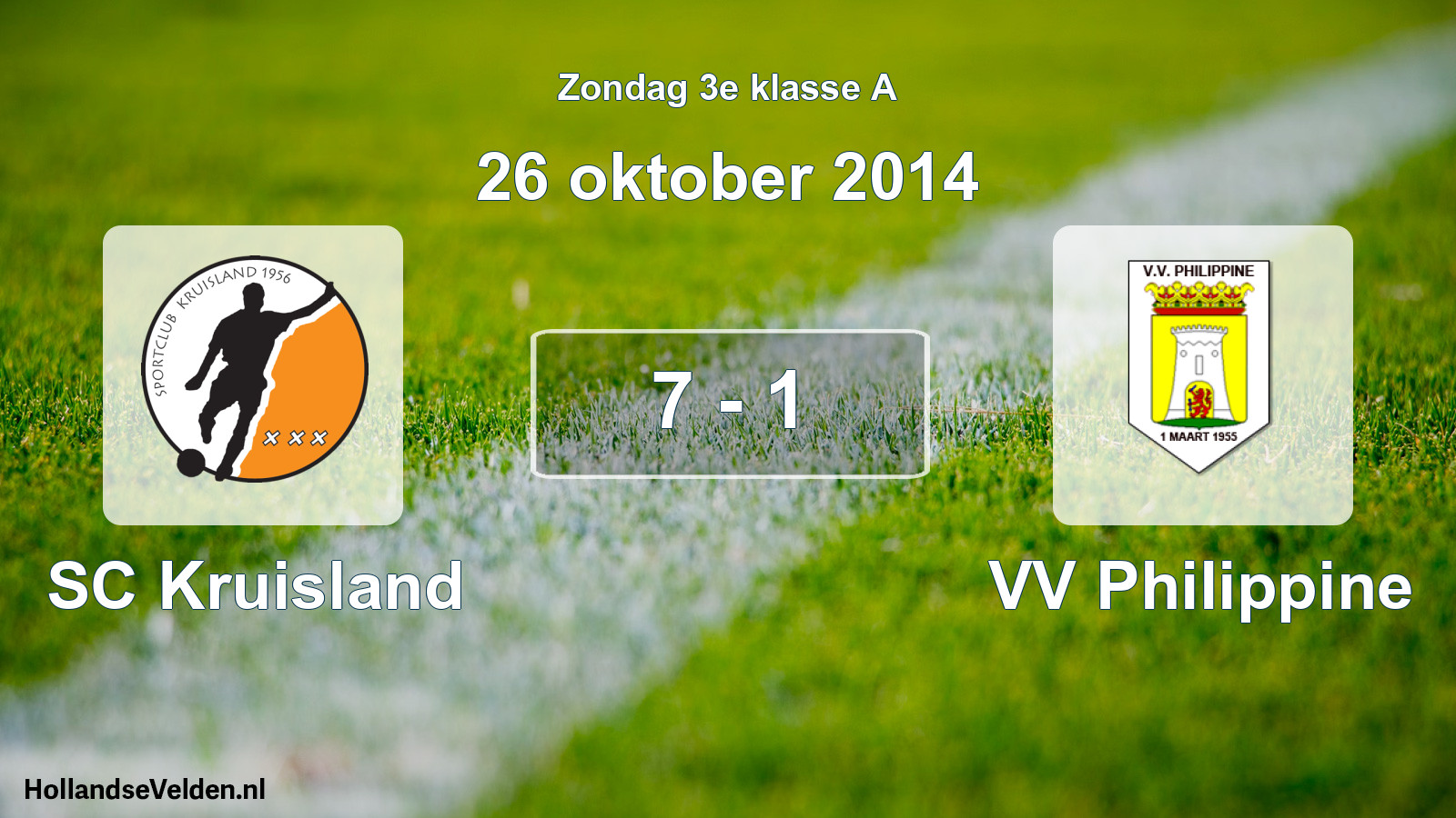 Total number of matches played: SC Kruisland - VV Philippine 7 - 1 (26 October 2014)