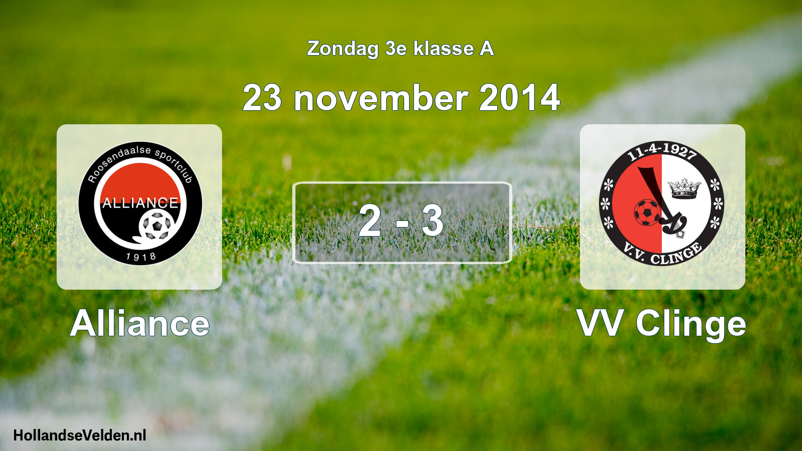 Total number of matches played: Alliance - VV Clinge 2 - 3 (23 November 2014)