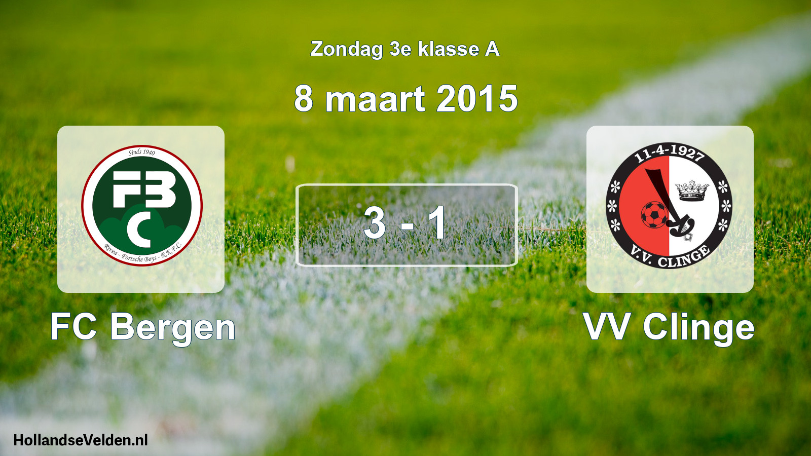 Total number of matches played: FC Bergen - VV Clinge 3 - 1 (8 March 2015)