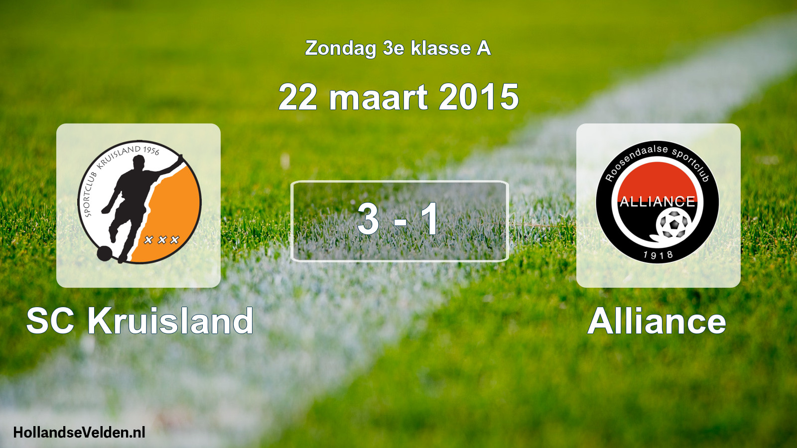 Total number of matches played: SC Kruisland - Alliance 3 - 1 (22 March 2015)