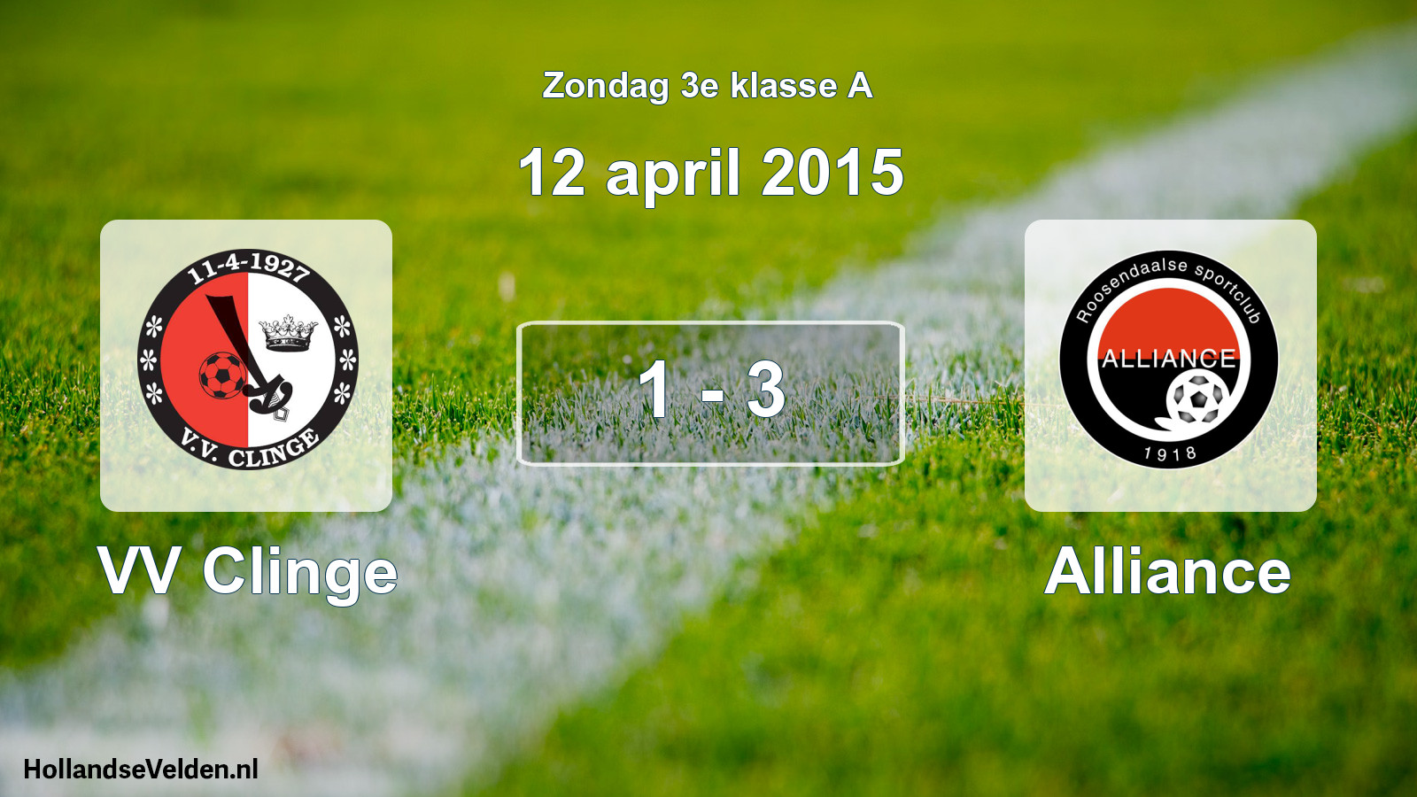 Total number of matches played: VV Clinge - Alliance 1 - 3 (12 April 2015)