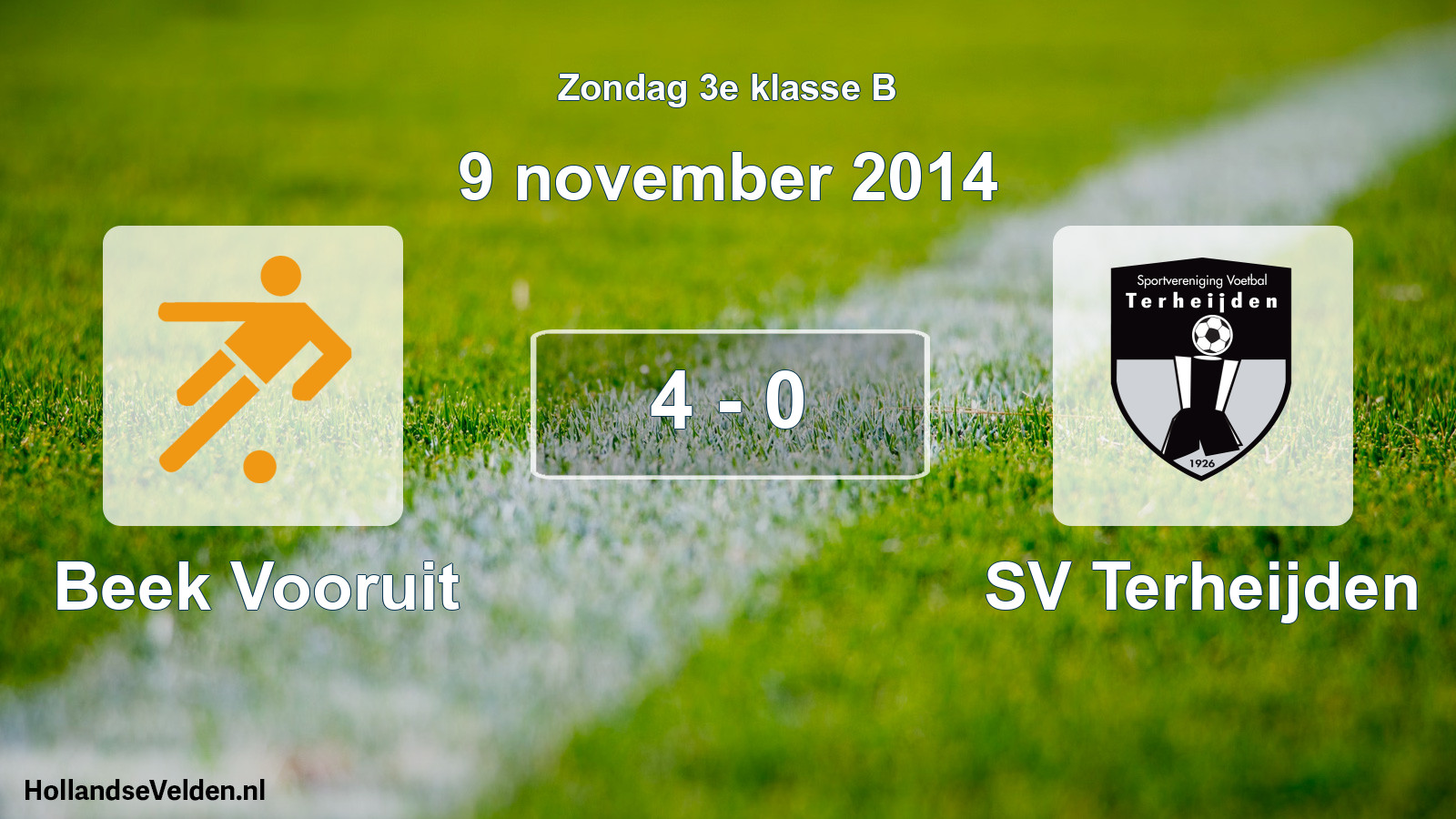 Total number of matches played: Beek Vooruit - SV Terheijden 4 - 0 (9 November 2014)