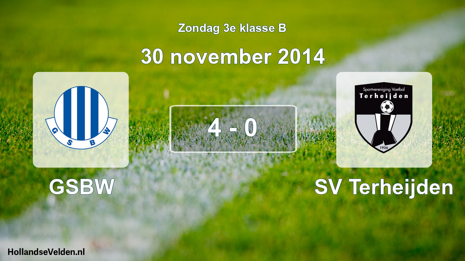 Total number of matches played: GSBW - SV Terheijden 4 - 0 (30 November 2014)