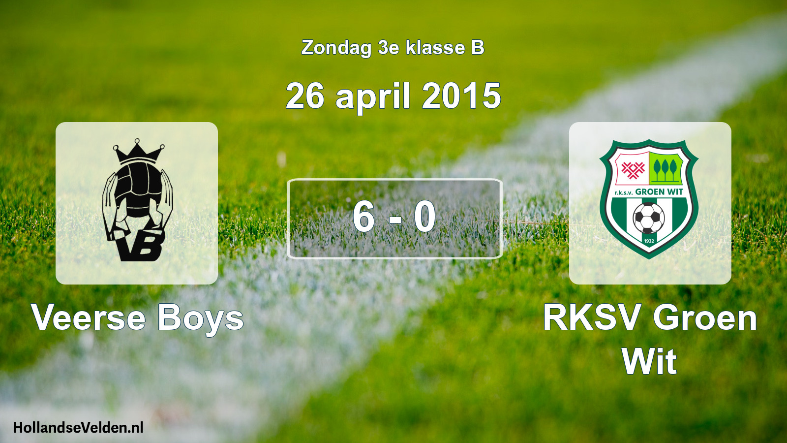 Total number of matches played: Veerse Boys - RKSV Groen Wit 6 - 0 (26 April 2015)