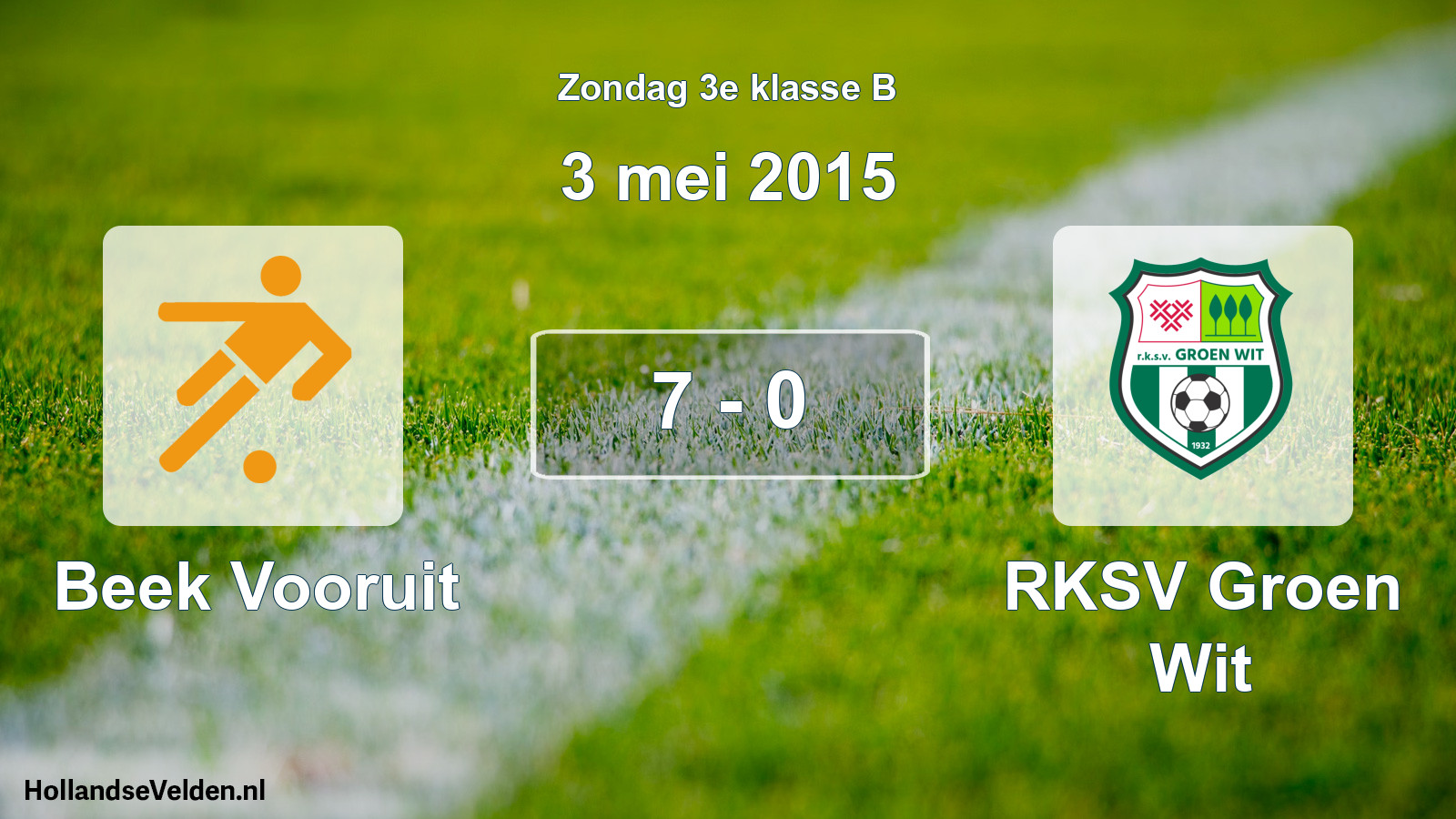 Total number of matches played: Beek Vooruit - RKSV Groen Wit 7 - 0 (3 May 2015)