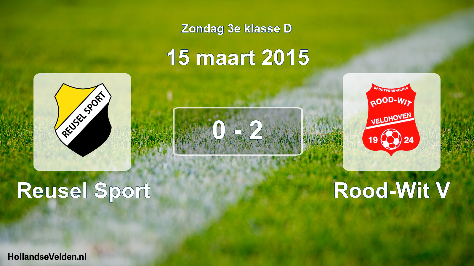 Total number of matches played: Reusel Sport - Rood-Wit V 0 - 2 (15 March 2015)