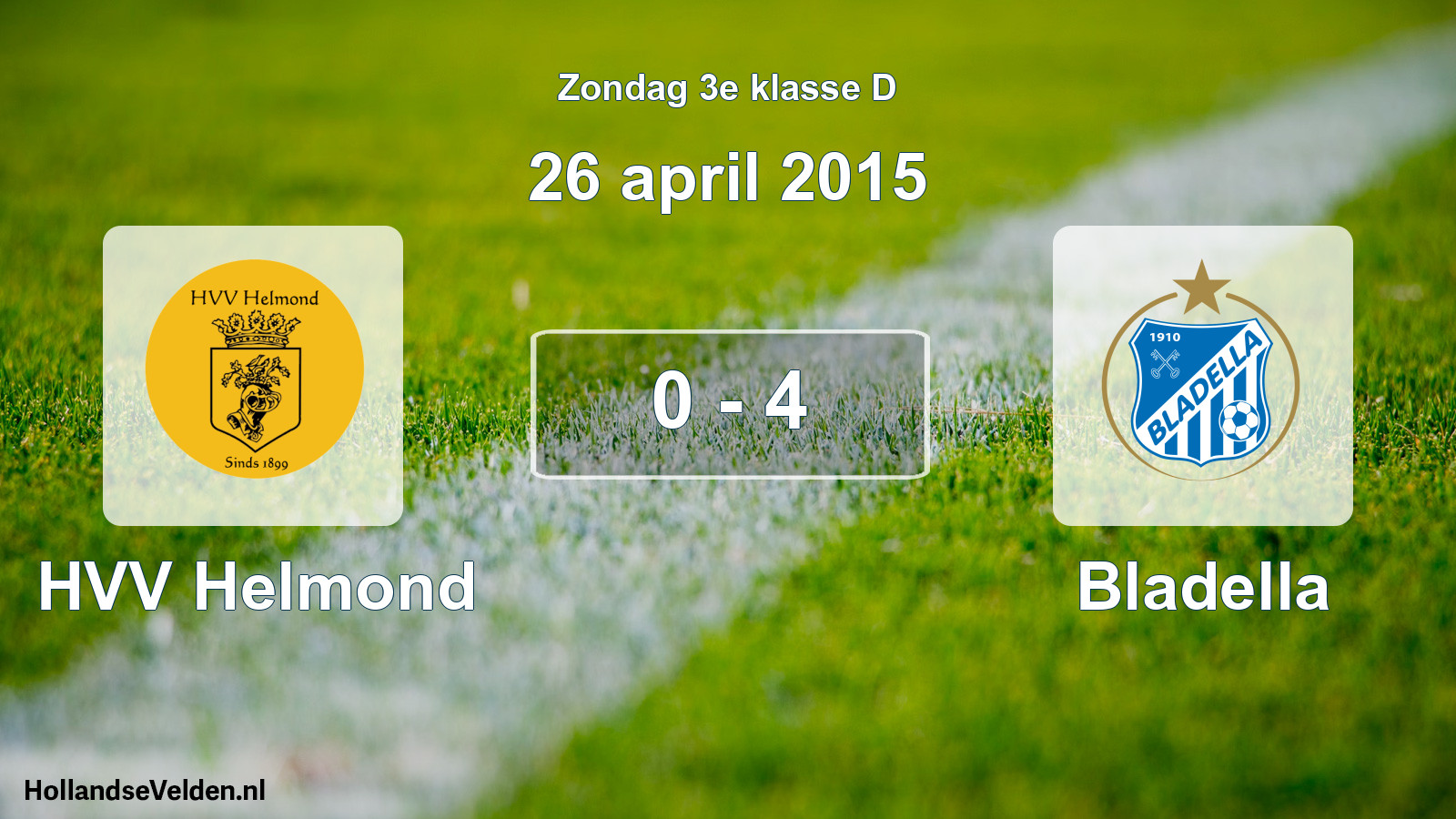 Total number of matches played: HVV Helmond - Bladella 0 - 4 (26 April 2015)
