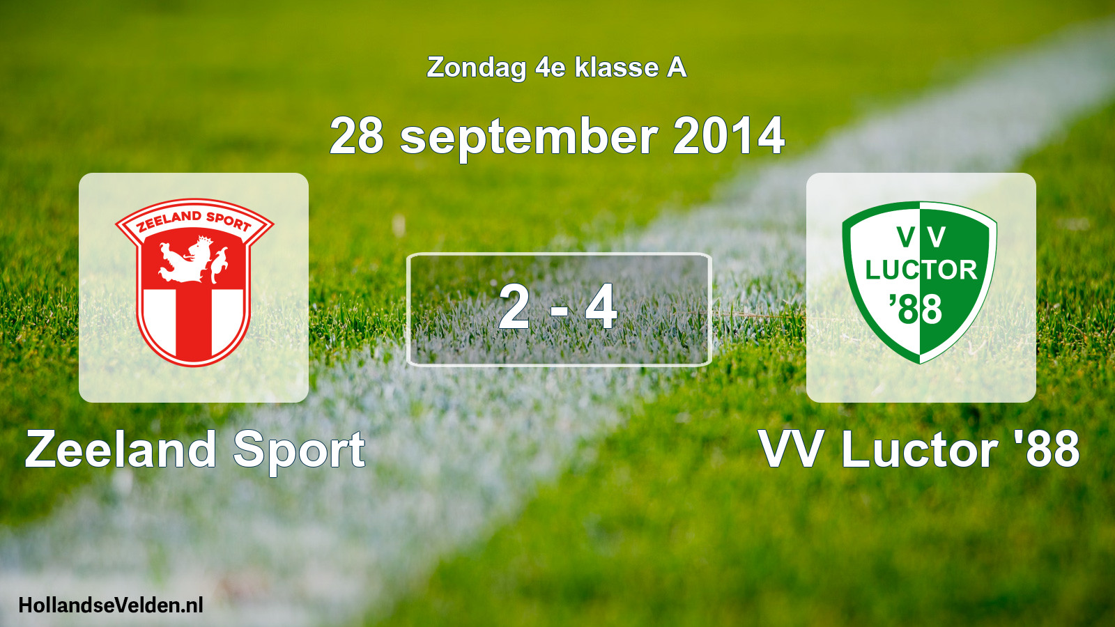 Total number of matches played: Zeeland Sport - VV Luctor '88 2 - 4 (28 September 2014)