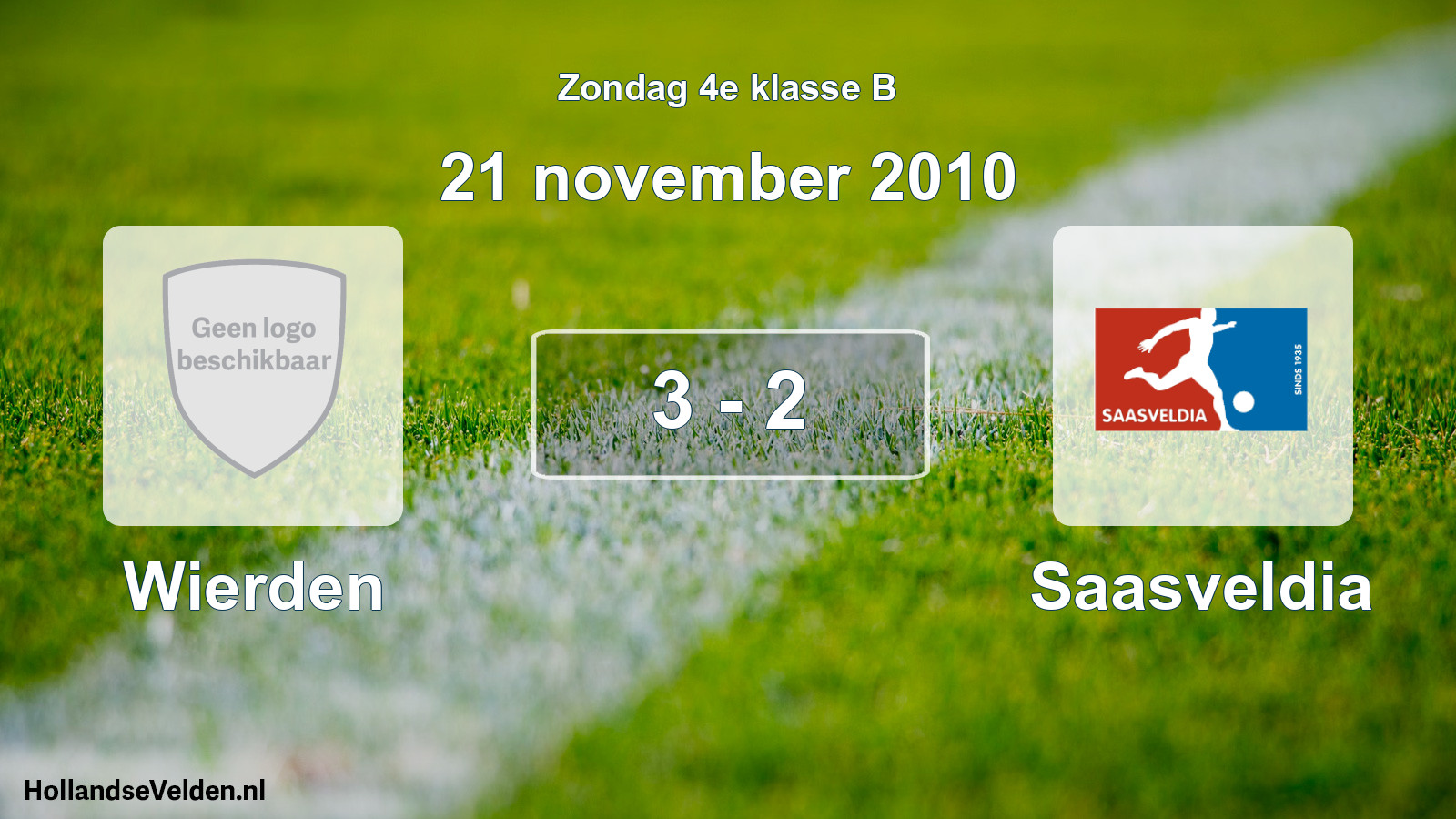 Total number of matches played: Wierden - Saasveldia 3 - 2 (21 November 2010)