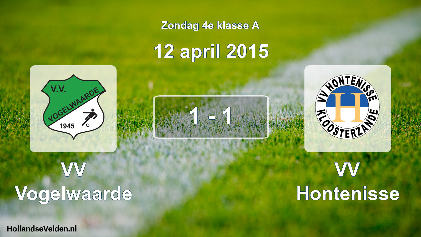 Total number of matches played: VV Vogelwaarde - VV Hontenisse 1 - 1 (12 April 2015)