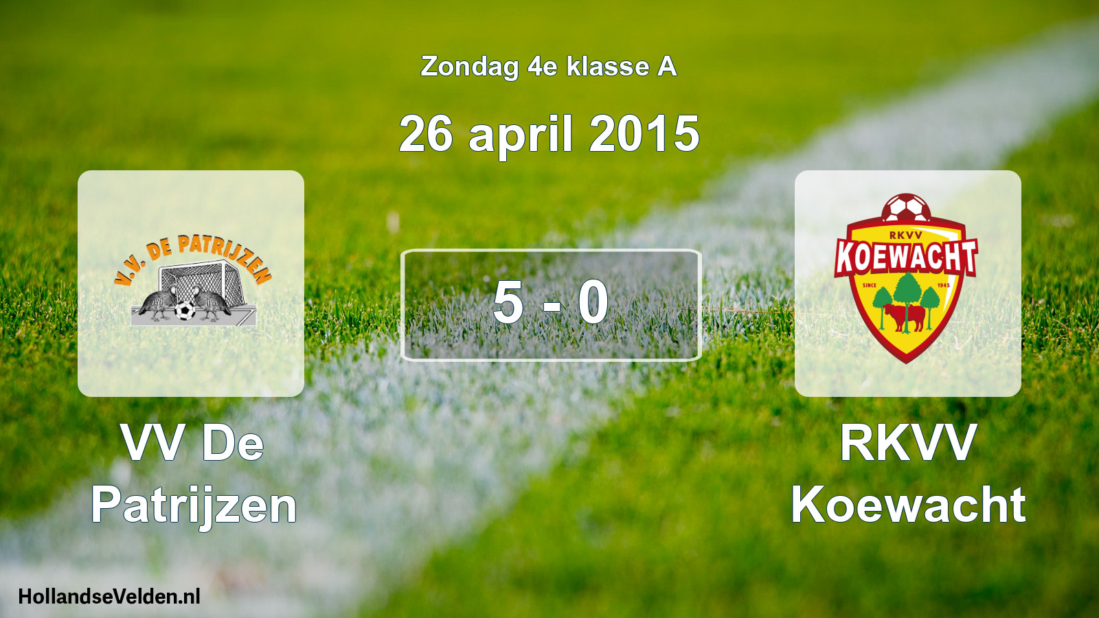 Total number of matches played: VV De Patrijzen - RKVV Koewacht 5 - 0 (26 April 2015)