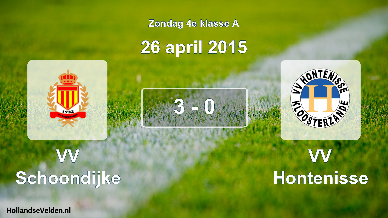 Total number of matches played: VV Schoondijke - VV Hontenisse 3 - 0 (26 April 2015)