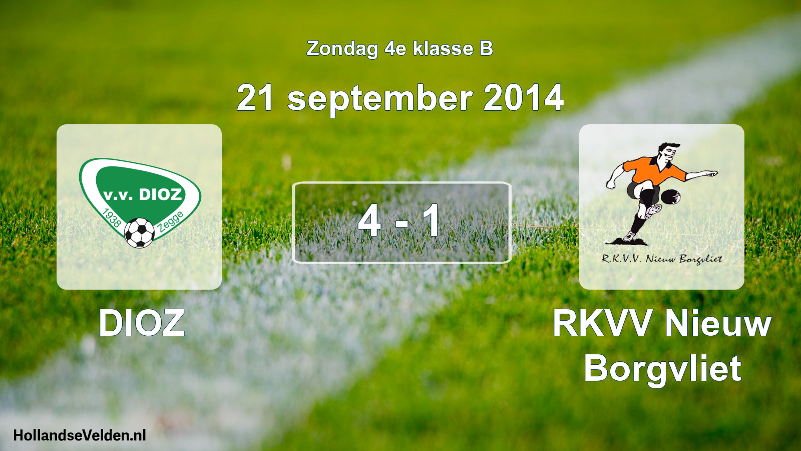 Total number of matches played: DIOZ - RKVV Nieuw Borgvliet 4 - 1 (21 September 2014)