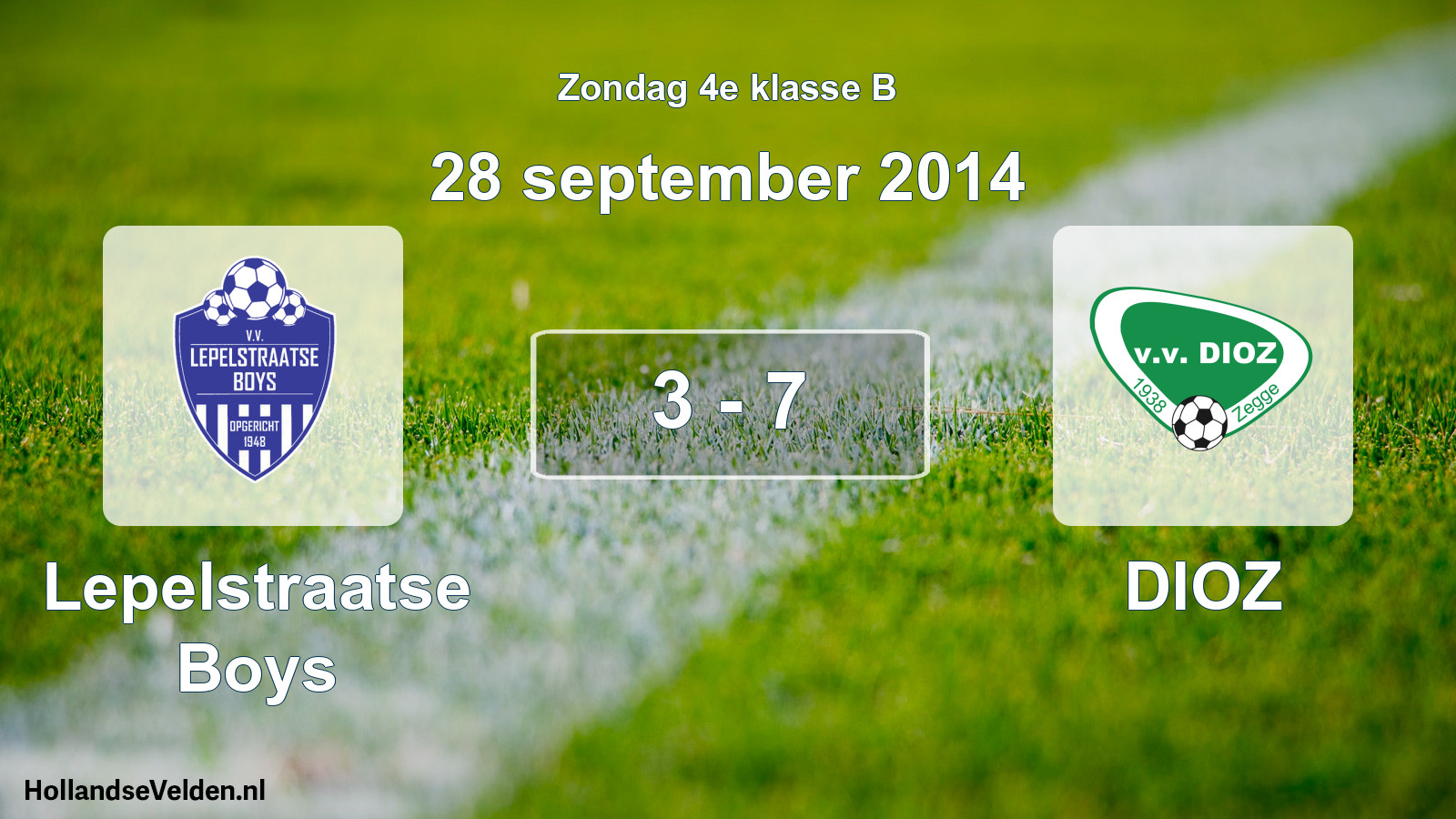 Total number of matches played: Lepelstraatse Boys - DIOZ 3 - 7 (28 September 2014)