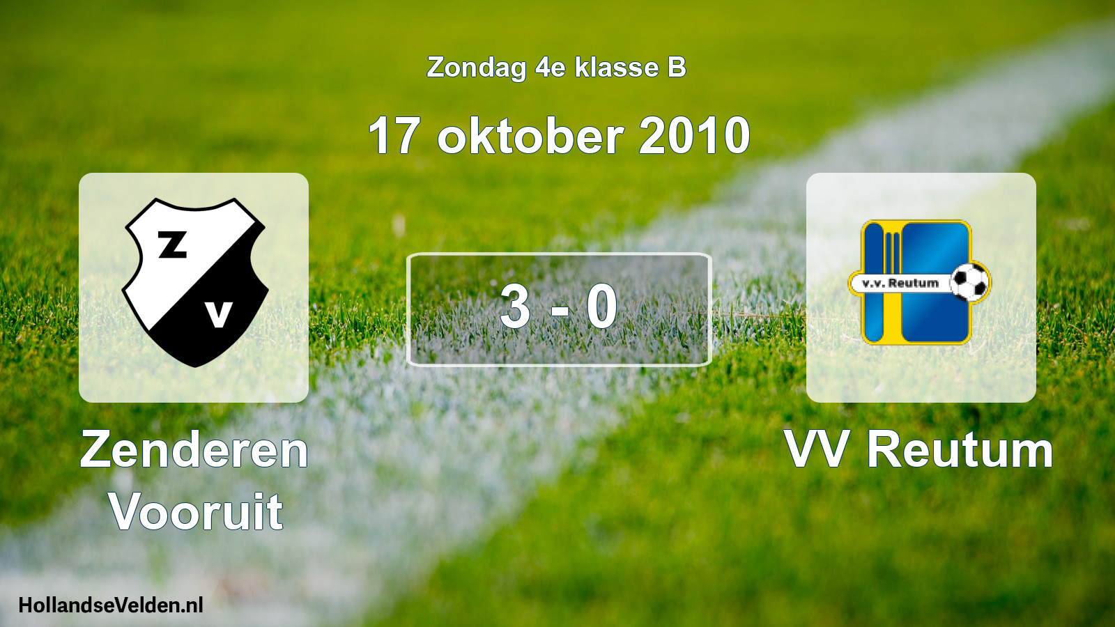 Total number of matches played: Zenderen Vooruit - VV Reutum 3 - 0 (17 October 2010)