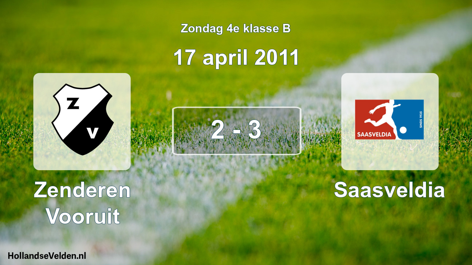 Total number of matches played: Zenderen Vooruit - Saasveldia 2 - 3 (17 April 2011)