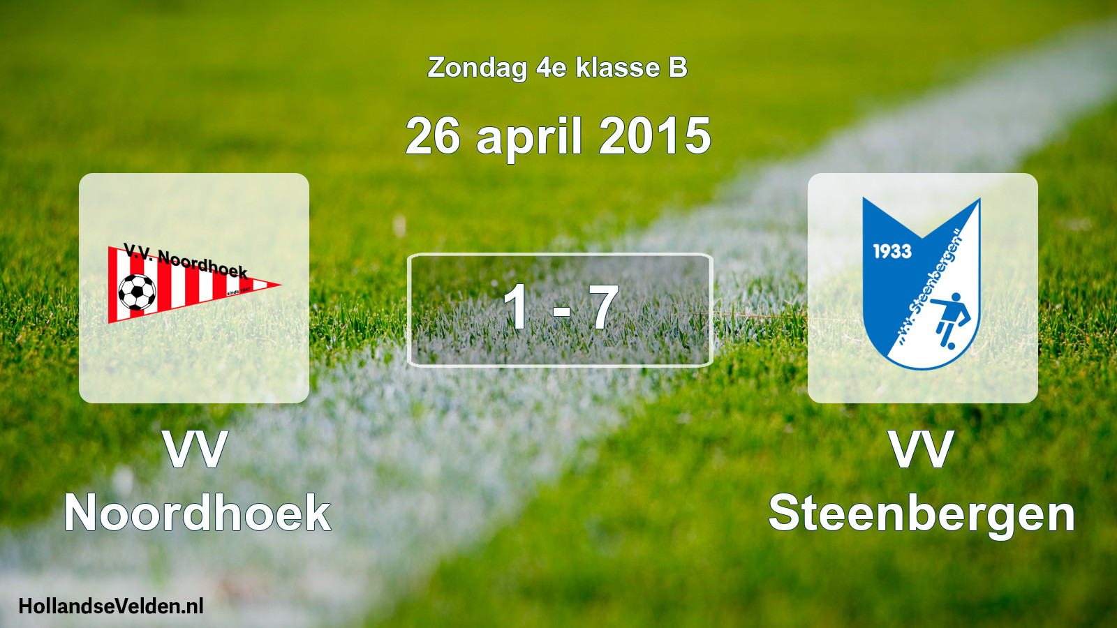Total number of matches played: VV Noordhoek - VV Steenbergen 1 - 7 (26 April 2015)