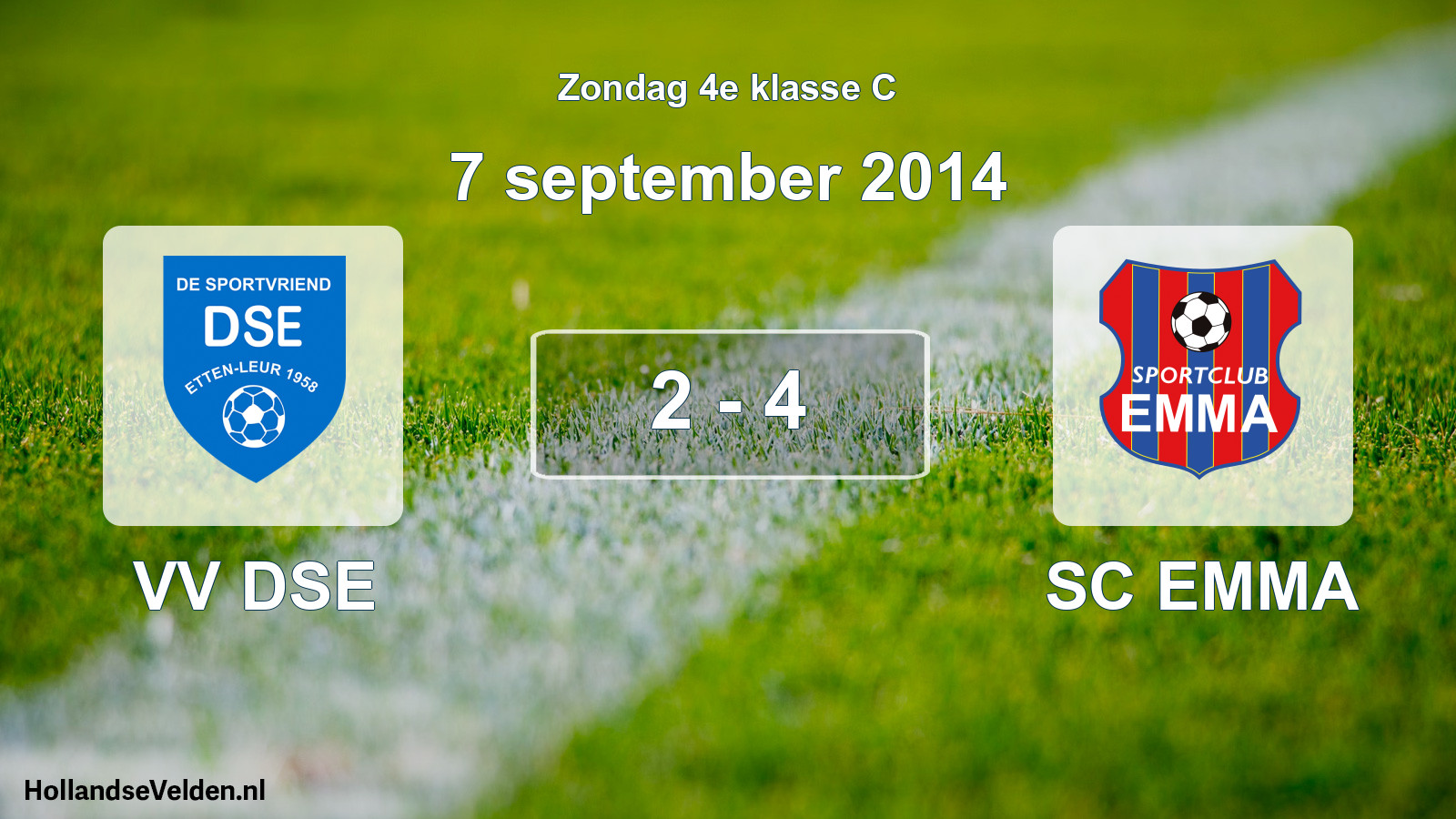 Total number of matches played: VV DSE - SC EMMA 2 - 4 (7 September 2014)