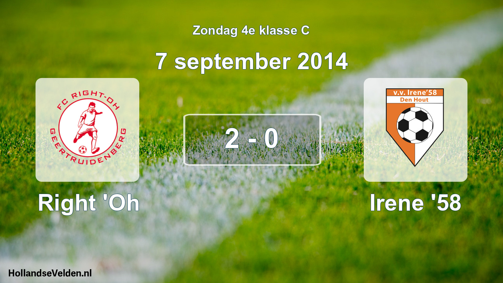 Total number of matches played: Right 'Oh - Irene '58 2 - 0 (7 September 2014)