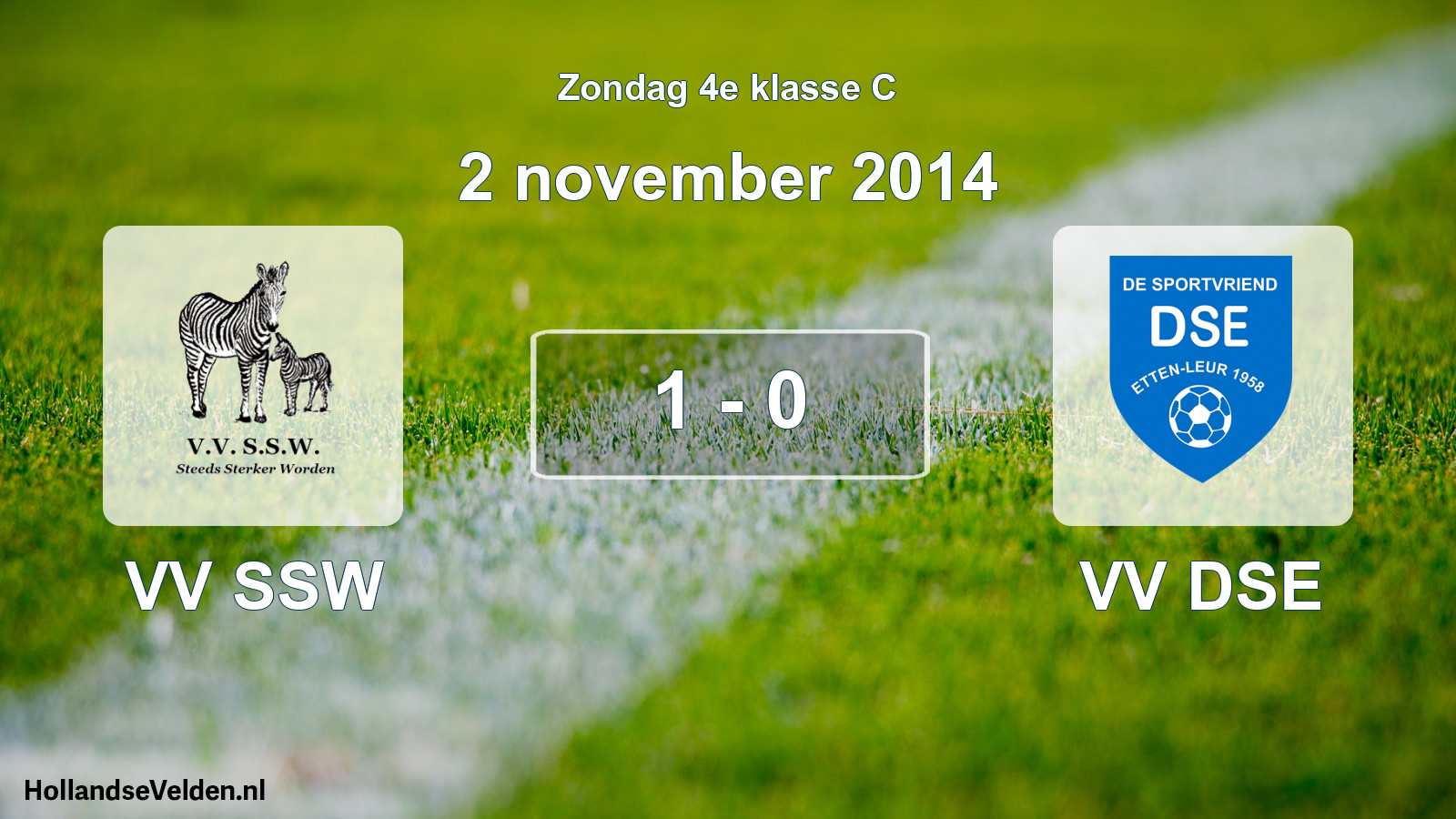 Total number of matches played: VV SSW - VV DSE 1 - 0 (2 November 2014)