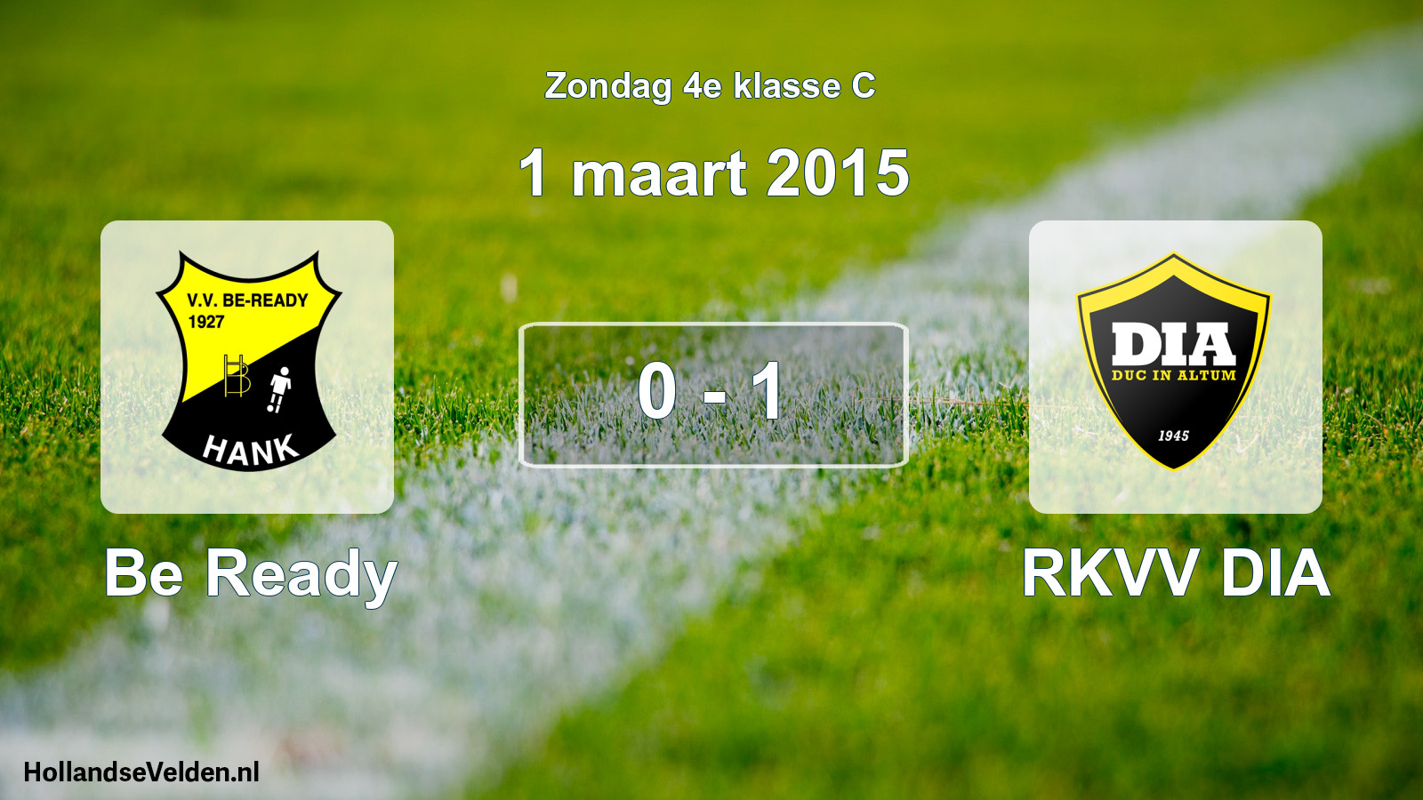 Total number of matches played: Be Ready - RKVV DIA 0 - 1 (1 March 2015)