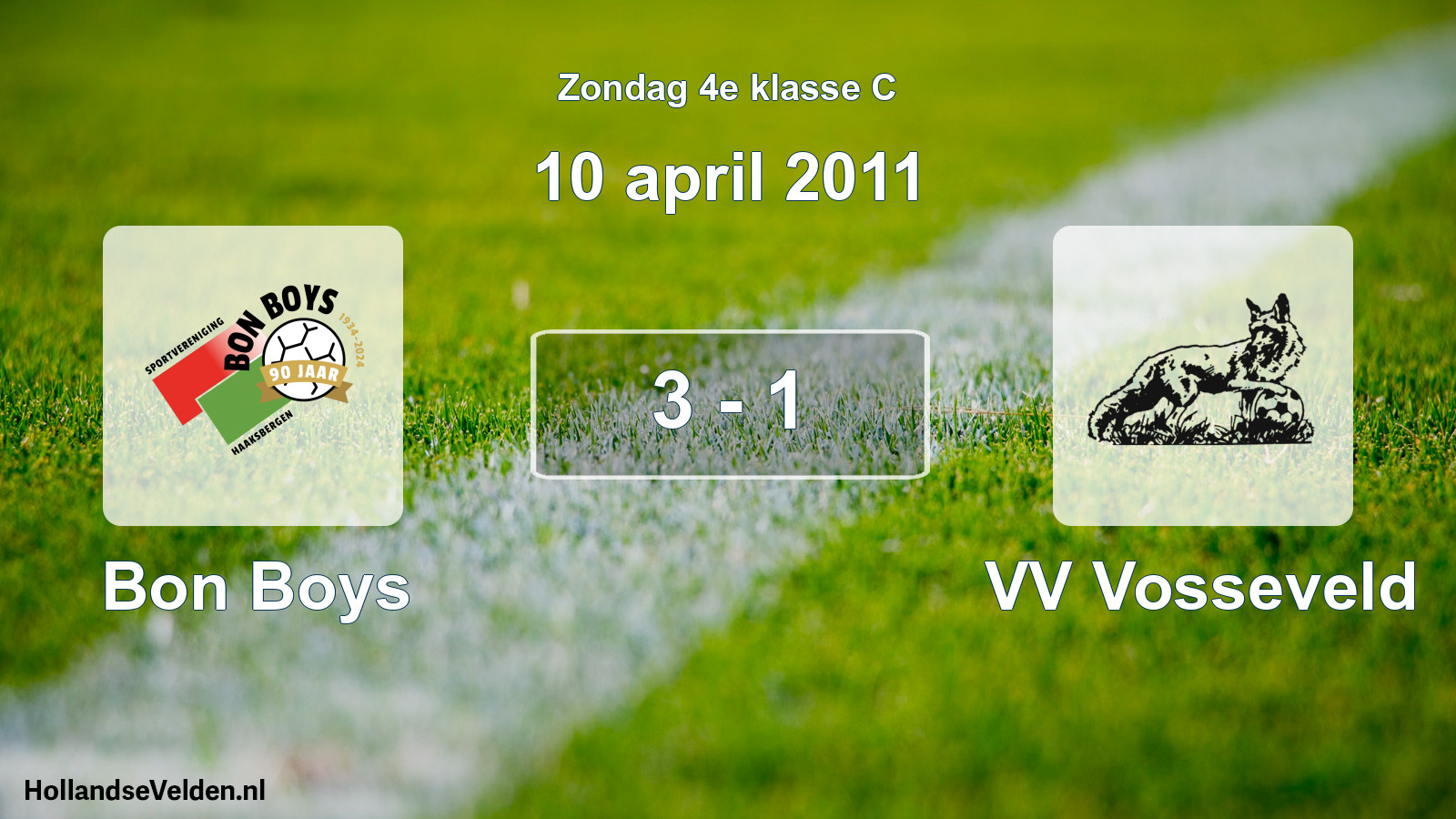 Total number of matches played: Bon Boys - VV Vosseveld 3 - 1 (10 April 2011)