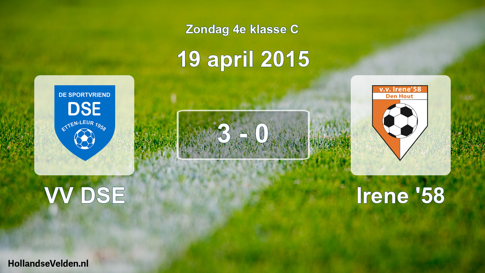 Total number of matches played: VV DSE - Irene '58 3 - 0 (19 April 2015)