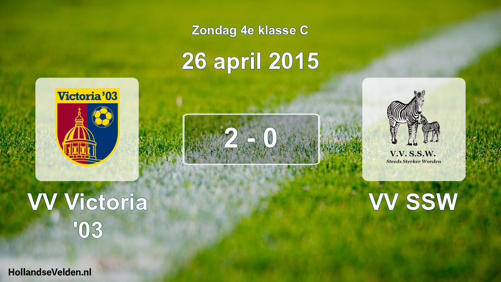 Total number of matches played: VV Victoria '03 - VV SSW 2 - 0 (26 April 2015)