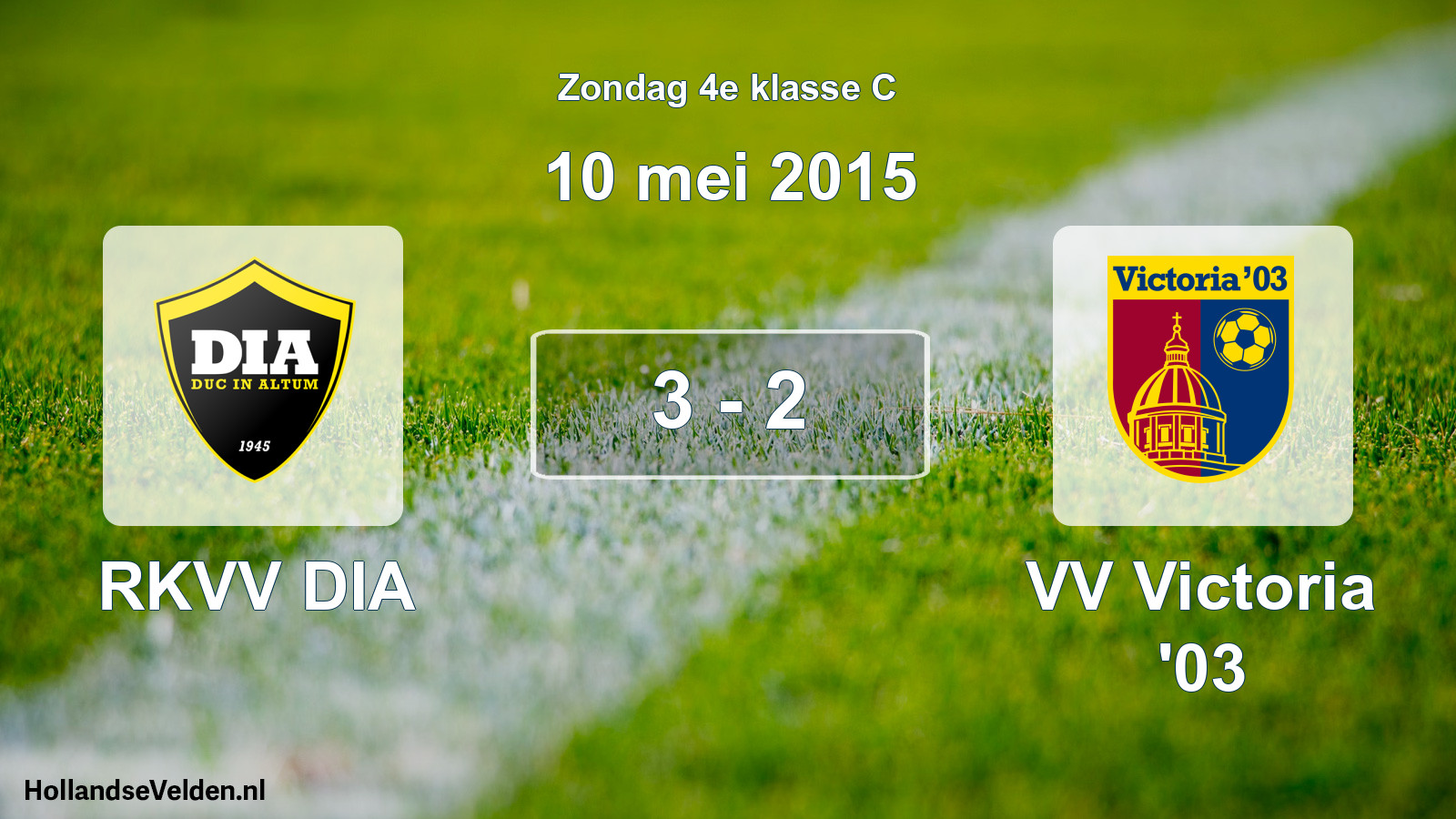 Total number of matches played: RKVV DIA - VV Victoria '03 3 - 2 (10 May 2015)