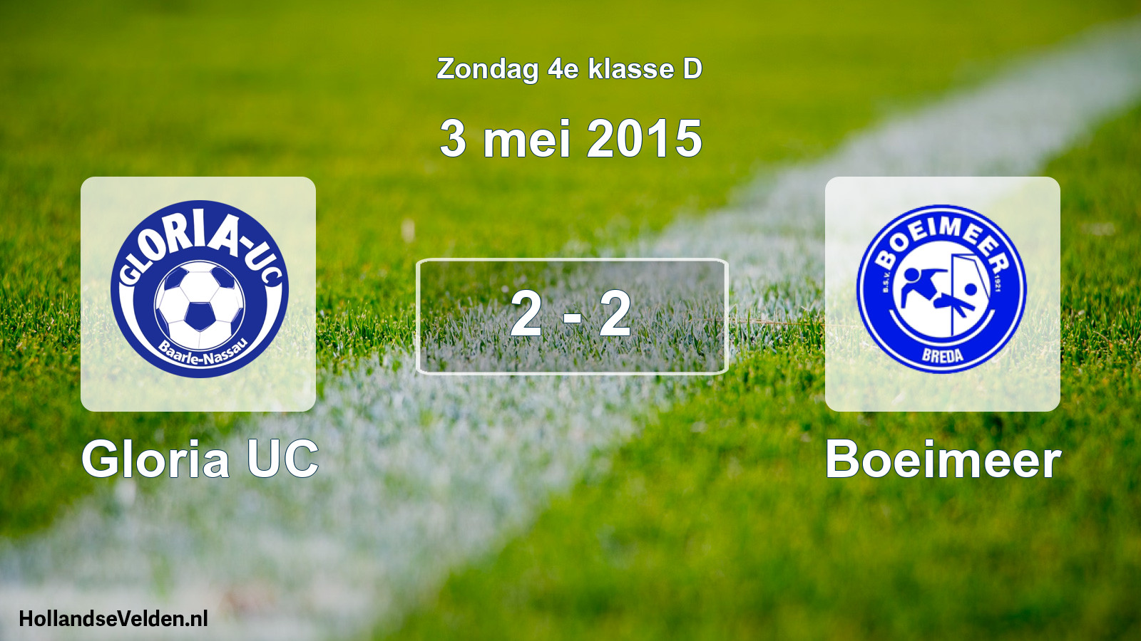 Total number of matches played: Gloria UC - Boeimeer 2 - 2 (3 May 2015)