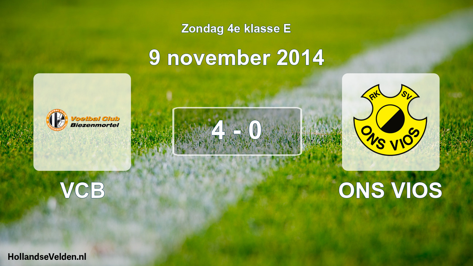 Total number of matches played: VCB - ONS VIOS 4 - 0 (9 November 2014)