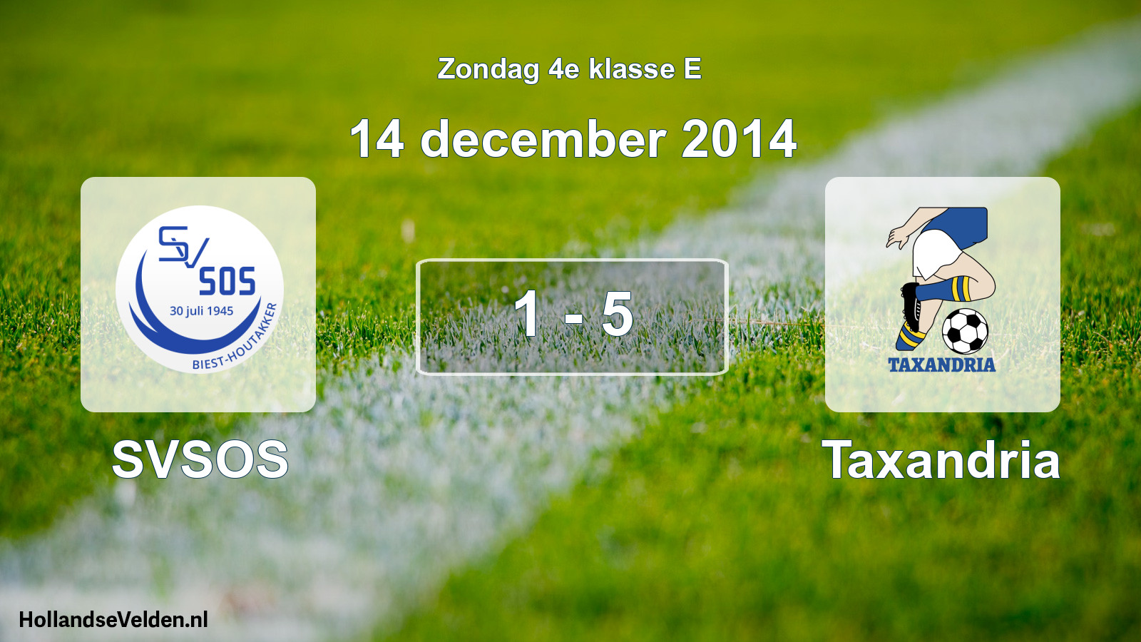 Total number of matches played: SVSOS - Taxandria 1 - 5 (14 December 2014)