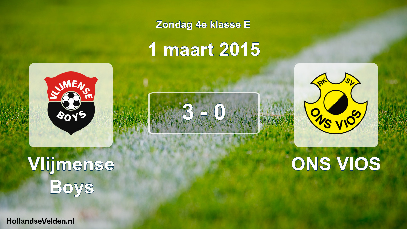 Total number of matches played: Vlijmense Boys - ONS VIOS 3 - 0 (1 March 2015)